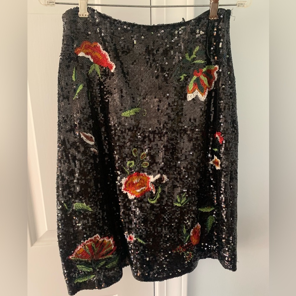 Anthropologie Maeve Garden Glitz Sequin Skirt size 2 NWT festive holiday
